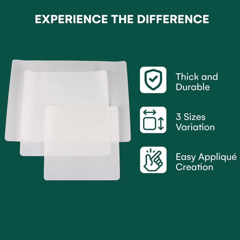 Precision Quilting Tools 3 Pack PTFE Sheet/Teflon Sheets Multiple Sizes. Non Stick Transparent Reusable Sheets, Extra-Thick and Heat Resistant. Great as Applique Pressing Sheet, Heat Press Transfer, Ironing, Arts and Crafts - Image 5